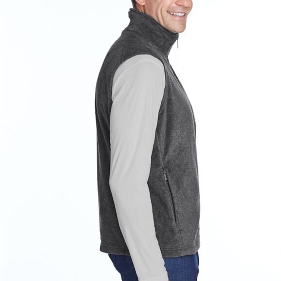 Columbia Steens Mountain Vest Men’s XXL Charcoal Heather Fleece Full Zip Pockets - Picture 2 of 9
